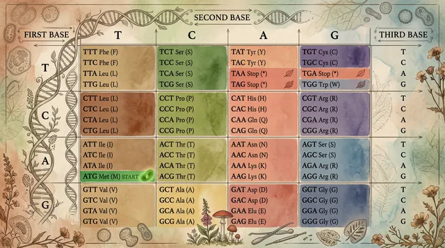 Organic DNA codon table poster graphic